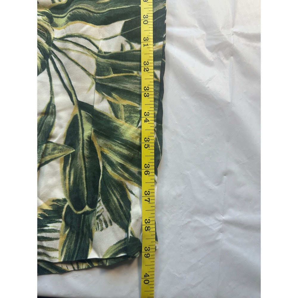 HM Tropical Leaf Print Paperbag Waist Pants Green White Viscose Size 10 NWT - Picture 6 of 8